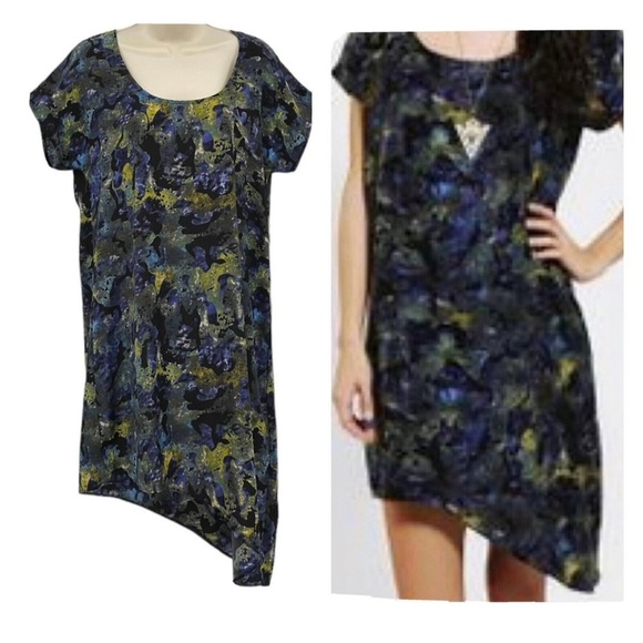 Silence & Noise Urban Outfitters Womens Med Watercolor Floral Asymmetrical Dress - Picture 3 of 10